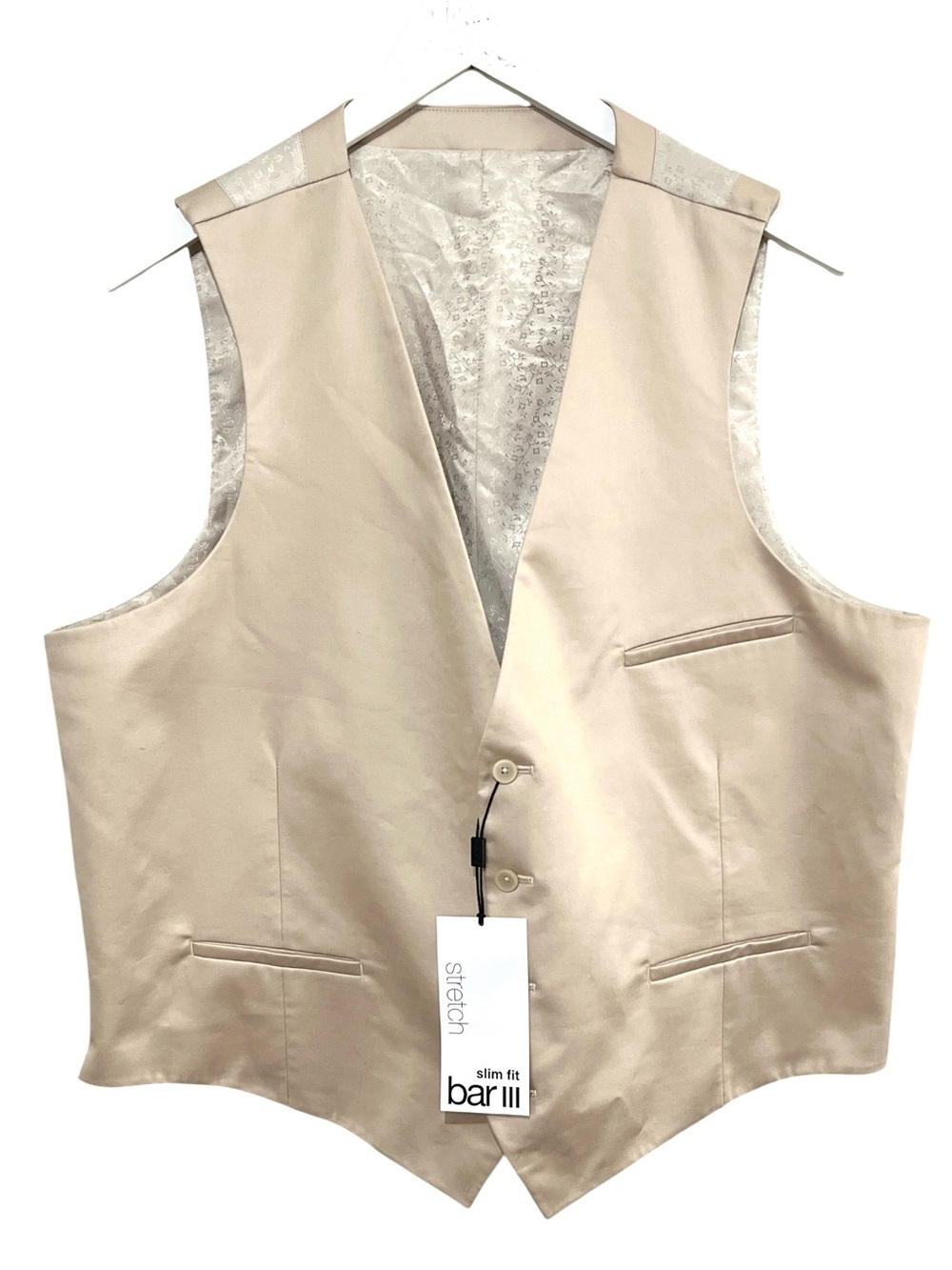 Bar III Mens Slim Fit Stretch 4-Button Suit Vest, Color Beige / Tan, Size XL